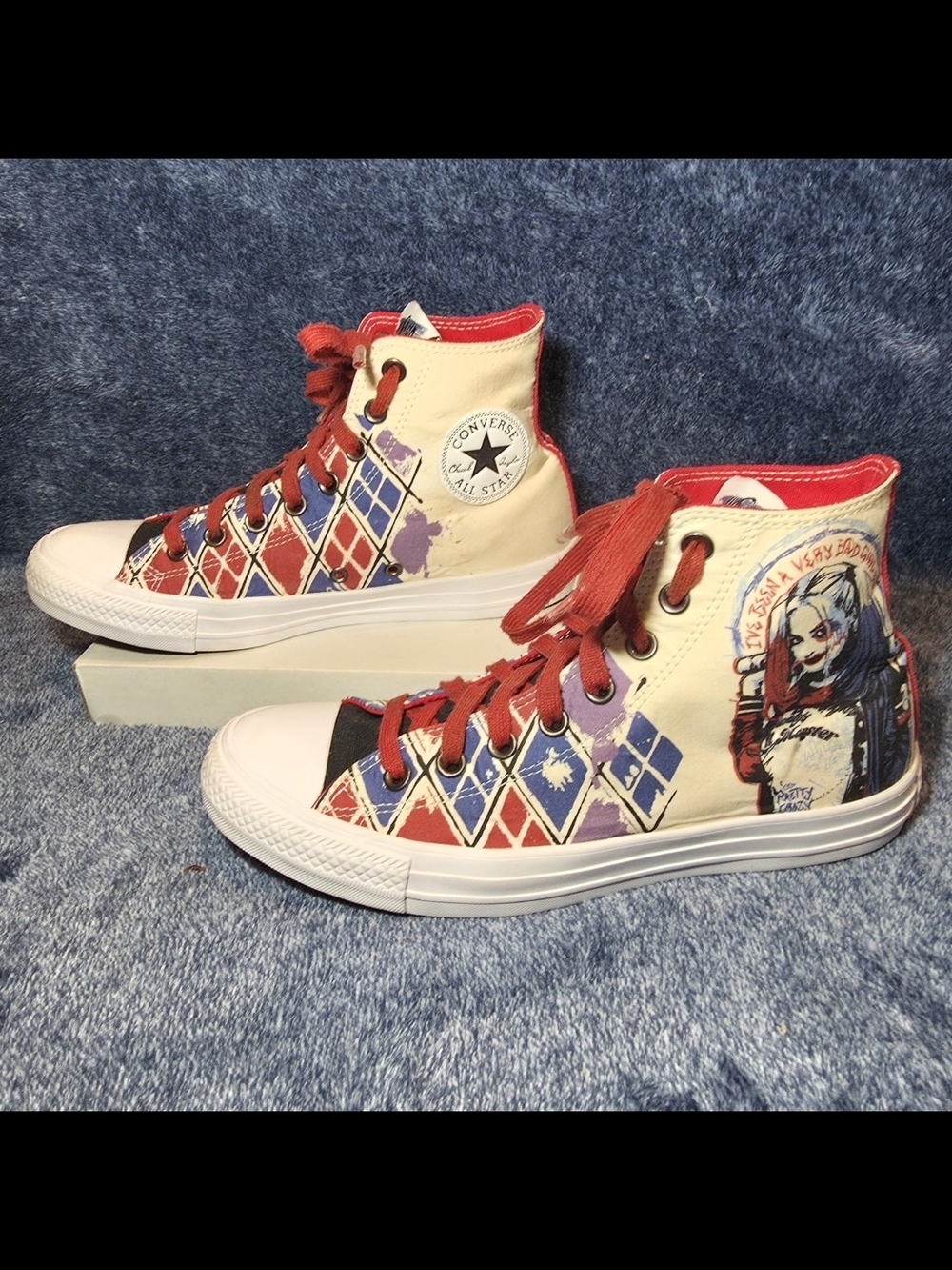 Converse Chuck Taylor All Star High "Suicide Squad Harley Quinn" Custom Sneakers